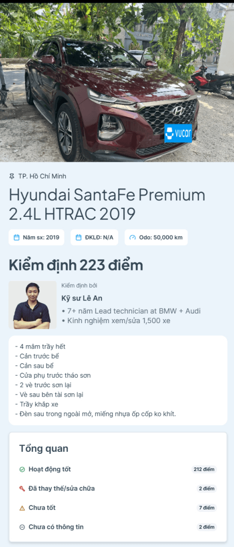 Báo cáo số kiểm định Vucar